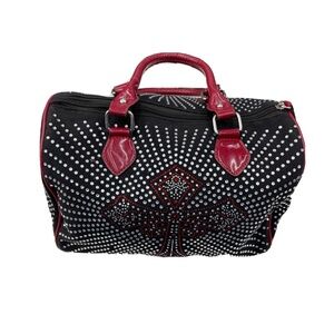 LANY Black Purse/Handbag with Clear & Red Rhinestone Cross Black and Red